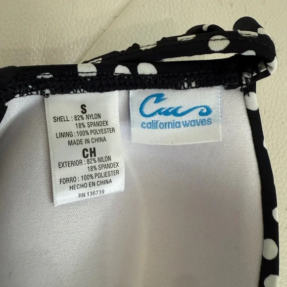 California Waves Black and White Polka Dot Bikini Top - Picture 7 of 7